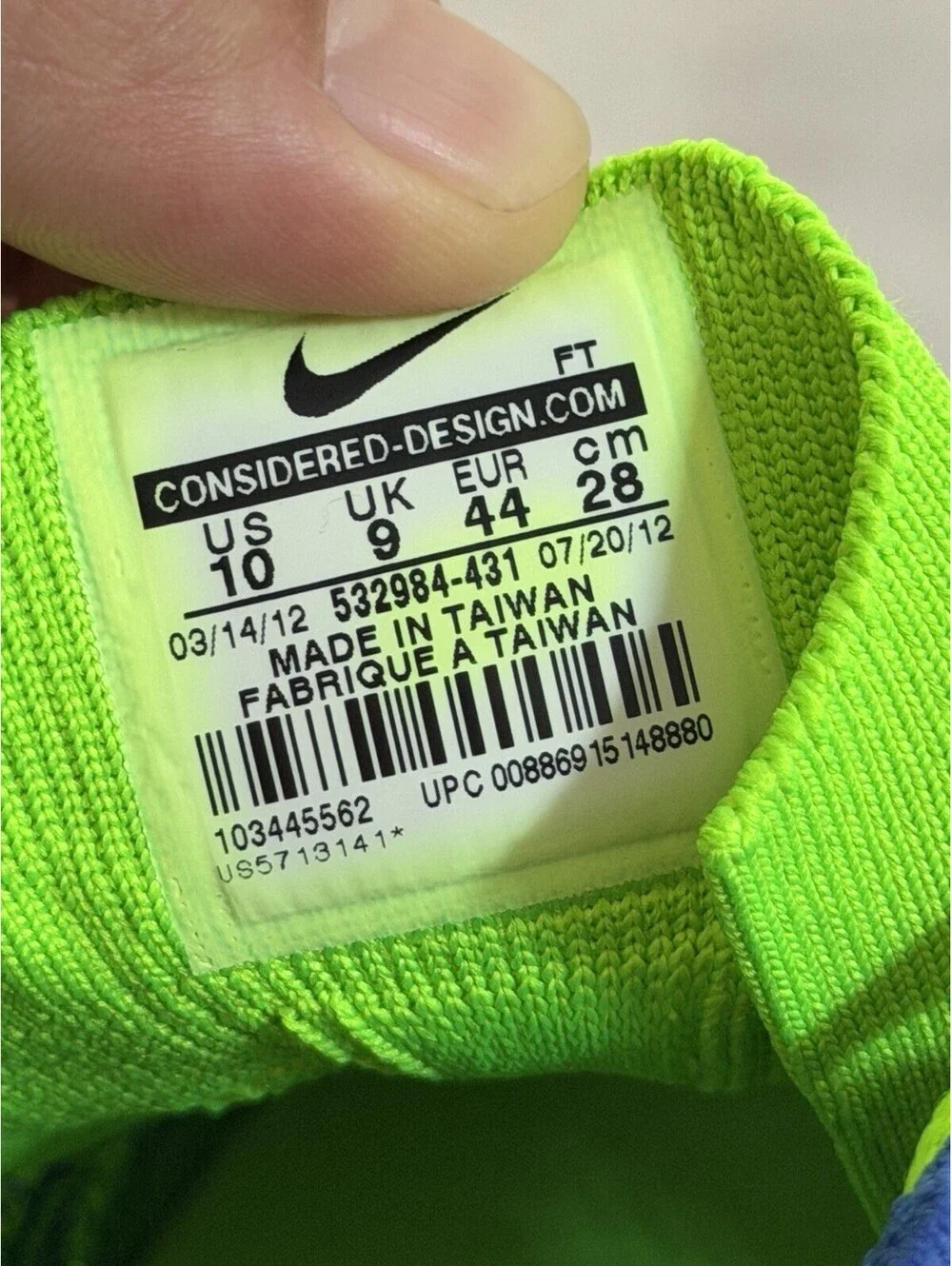 Nike Flyknit Trainer+ Varsity Royal Electric Green Size 10 Mens Sneakers VNDS